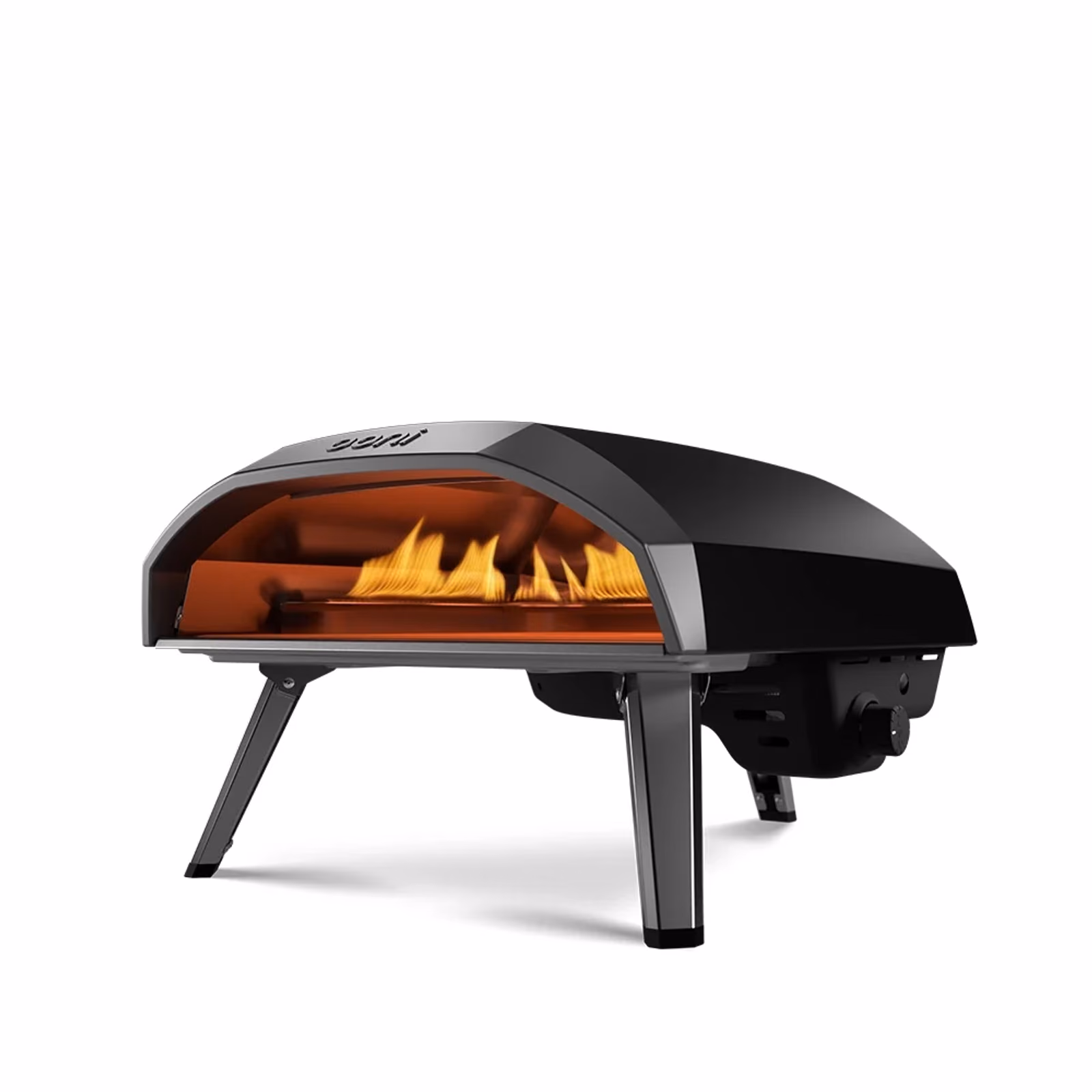 Ooni Koda 16 Gas-Pizzaofen von vorn, in Betrieb